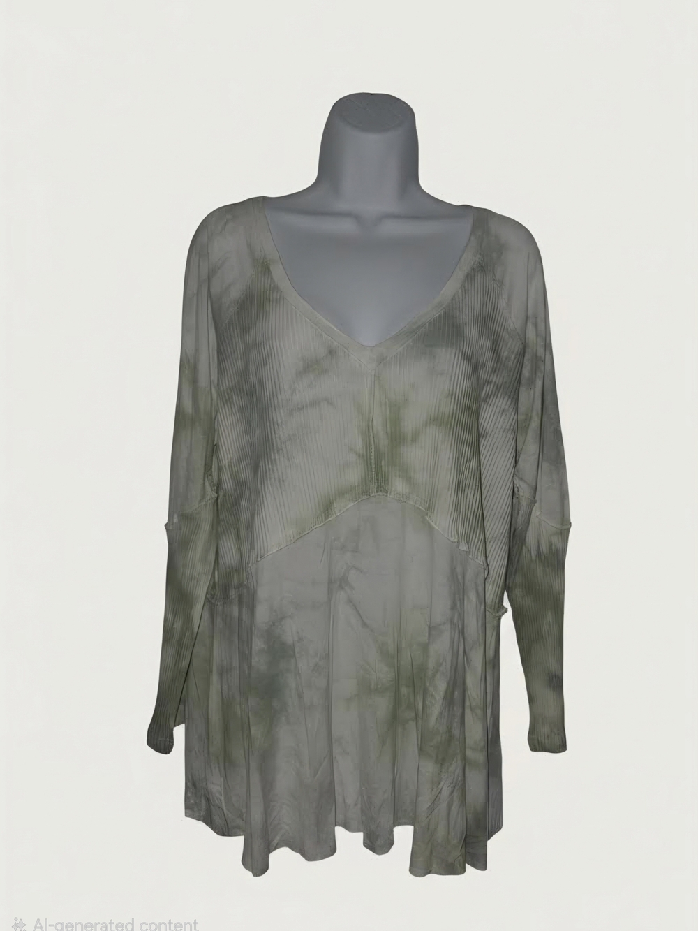 POL ○ Ribbed V-Neck Top in Light Sage